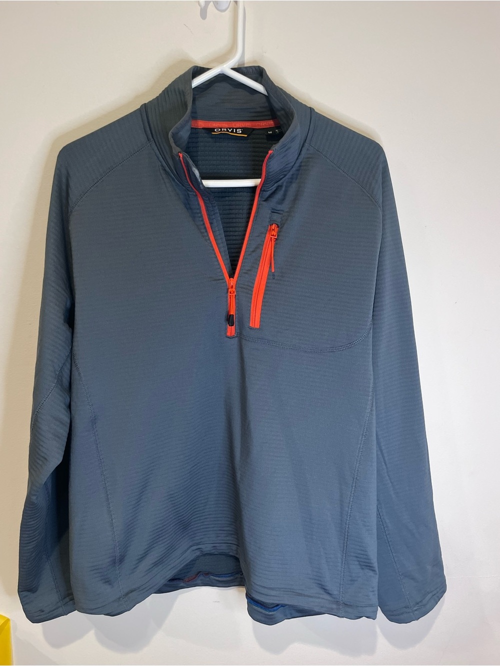 Orvis Men's Slate Gray Performance Half-Zip with Orange Zipper Accents